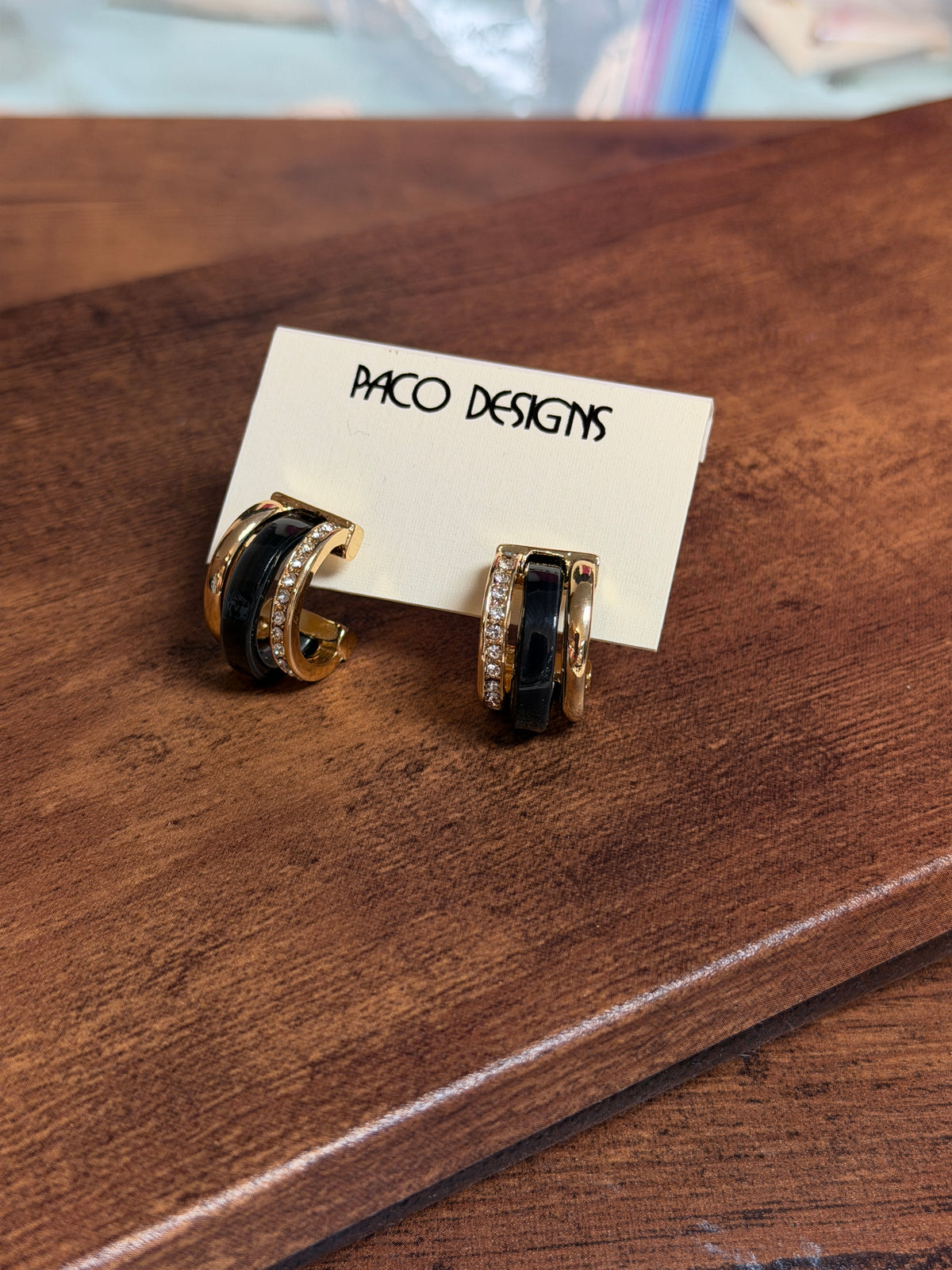 Mini Black Bling Rhinestone Huggie Post Earrings