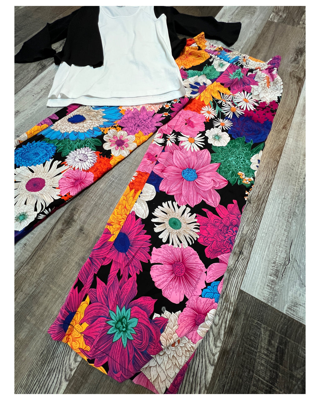 High Waist Flower Print Pants