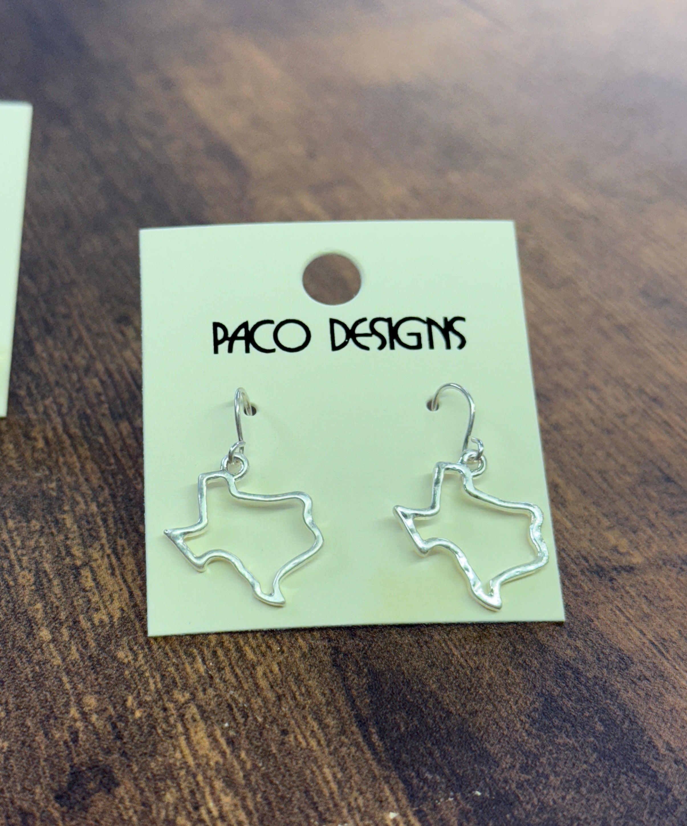 Small Silver Hammered Texas Outline Earrings