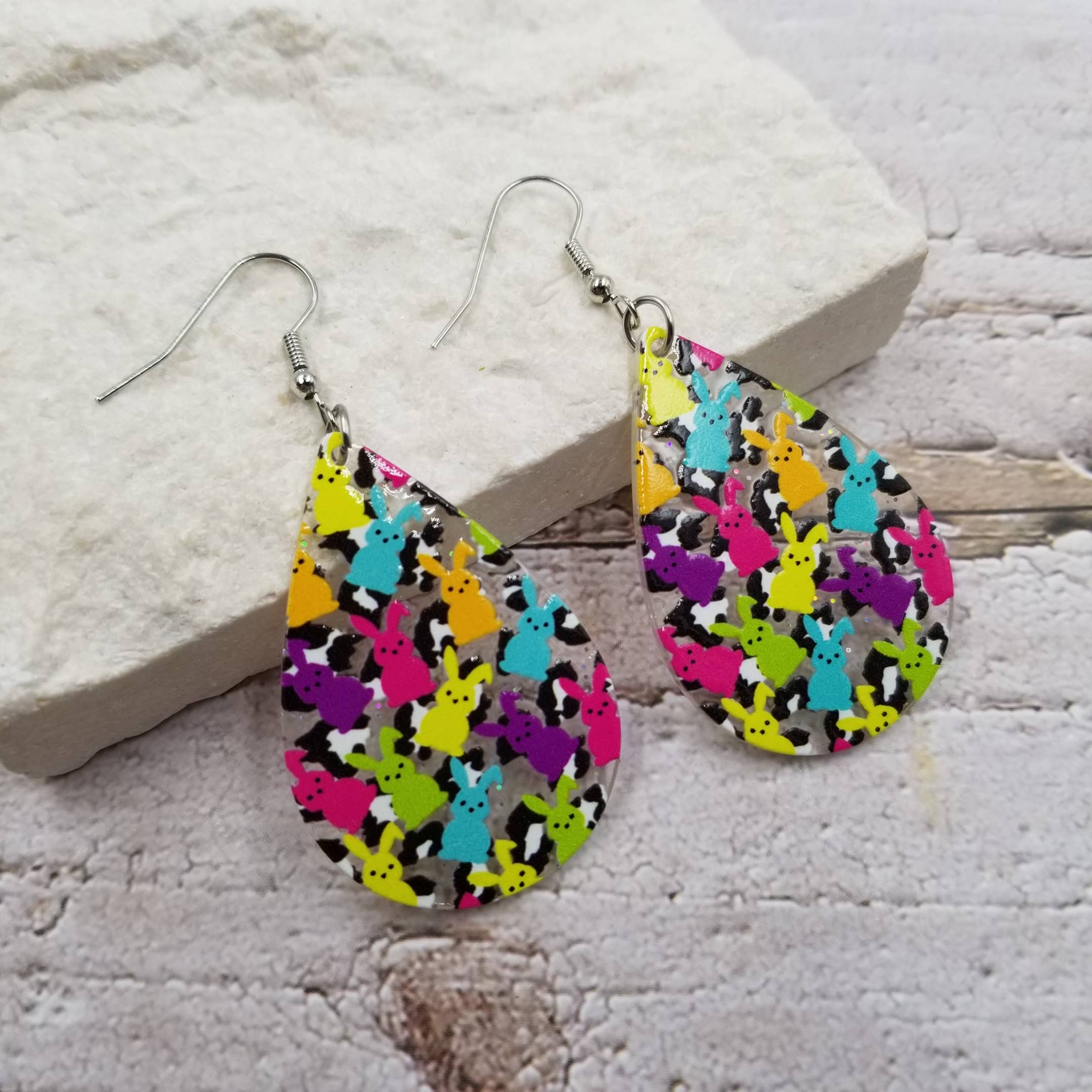 Colorful Rabbit Easter Earrings