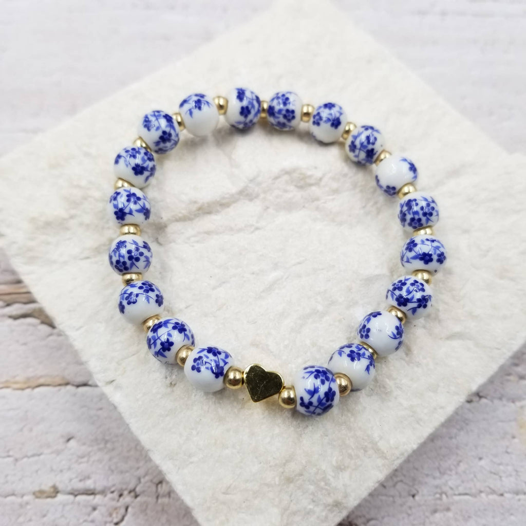 Valentine's Day Ceramic Beaded Heart Bracelet