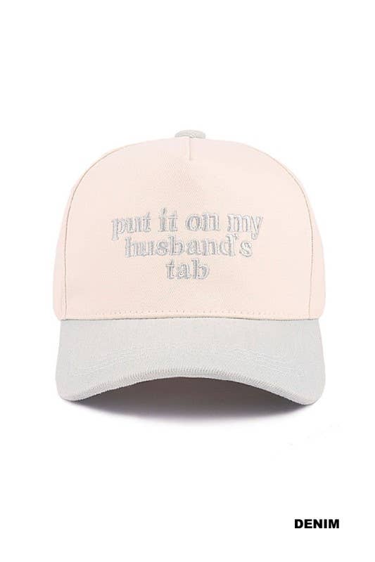 Put It On My Husband's Tab Two-tone Canvas Cotton Cap