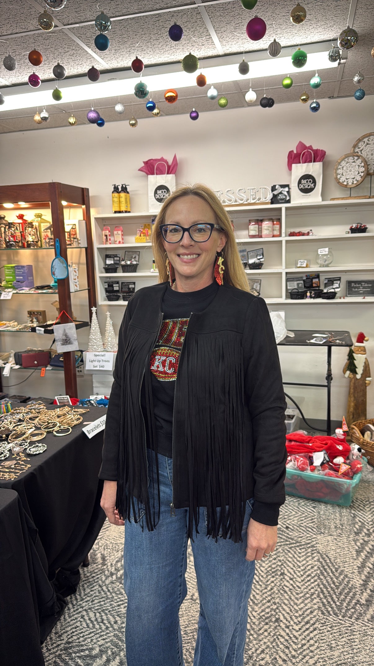 Black Zip-up Fringe Jacket by Creation