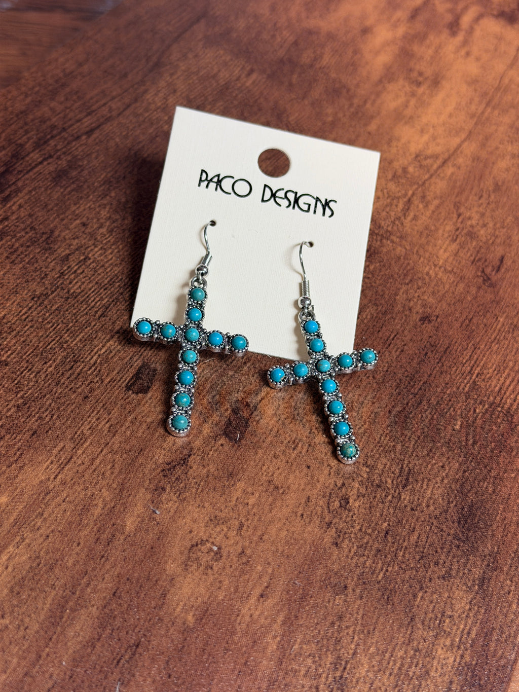 Turquoise Cross Dangle Earrings