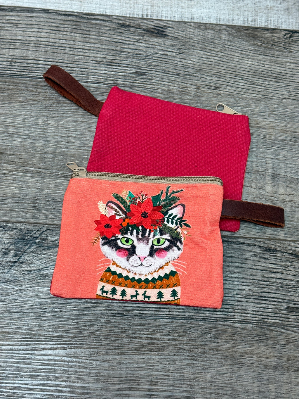 Colorful Frida Cat Canvas 4.5”x 6”Pouch