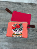 Colorful Frida Cat Canvas 4.5”x 6”Pouch