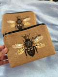 Queen Bee Burlap Zipper Travel Bag