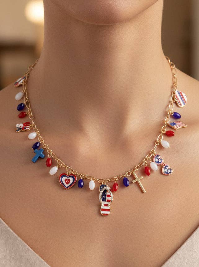 Patriotic Enameled Charm Necklace