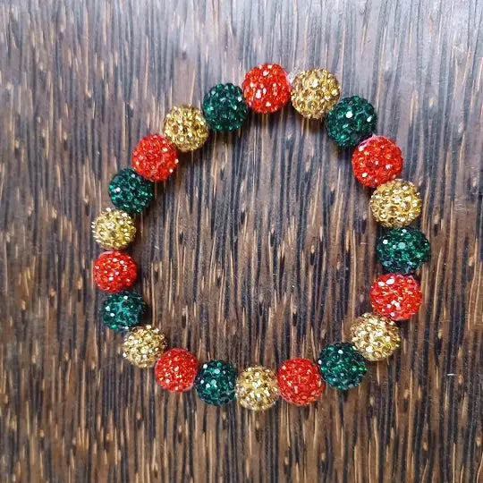 Merry & Gold Christmas Bling Beaded Bracelet