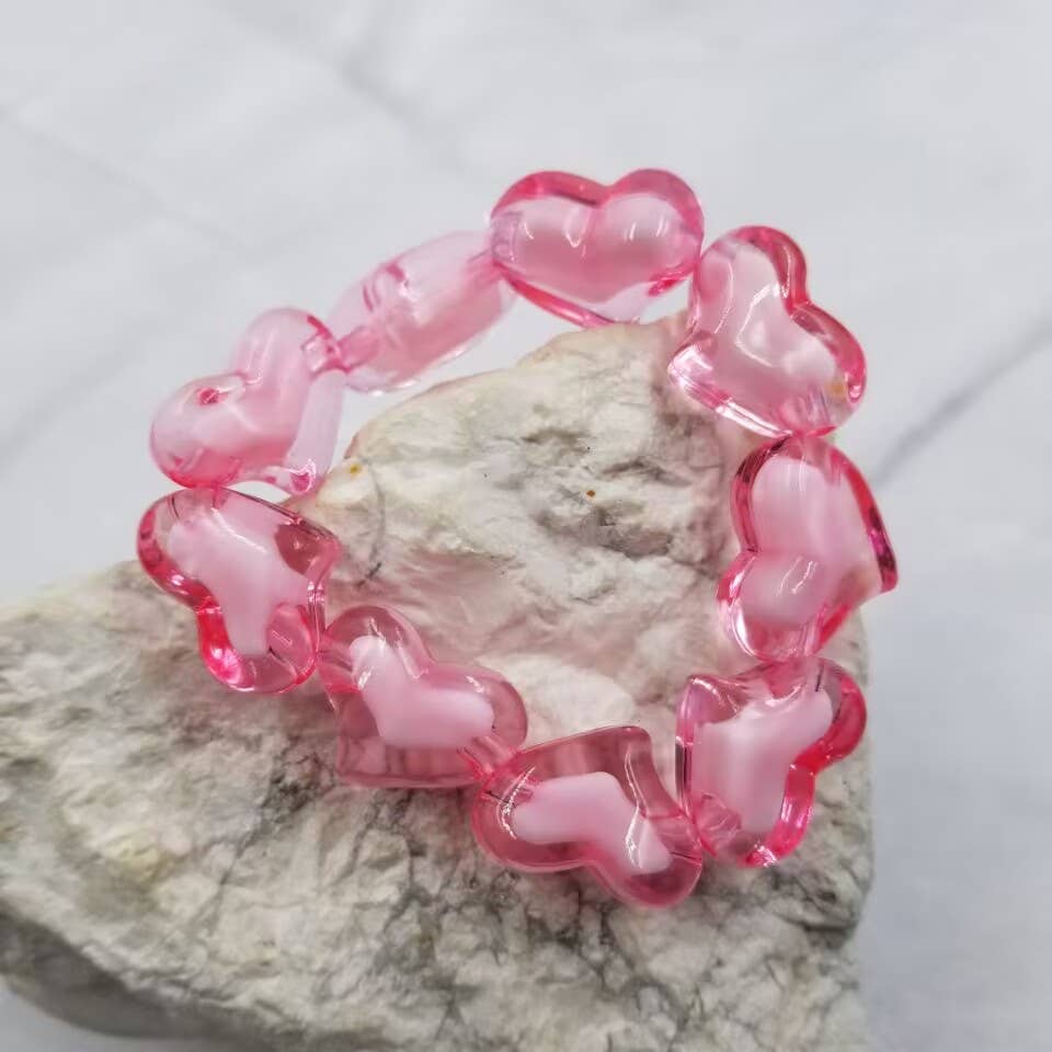 Valentine's Day Acrylic Heart Stretch Bracelet