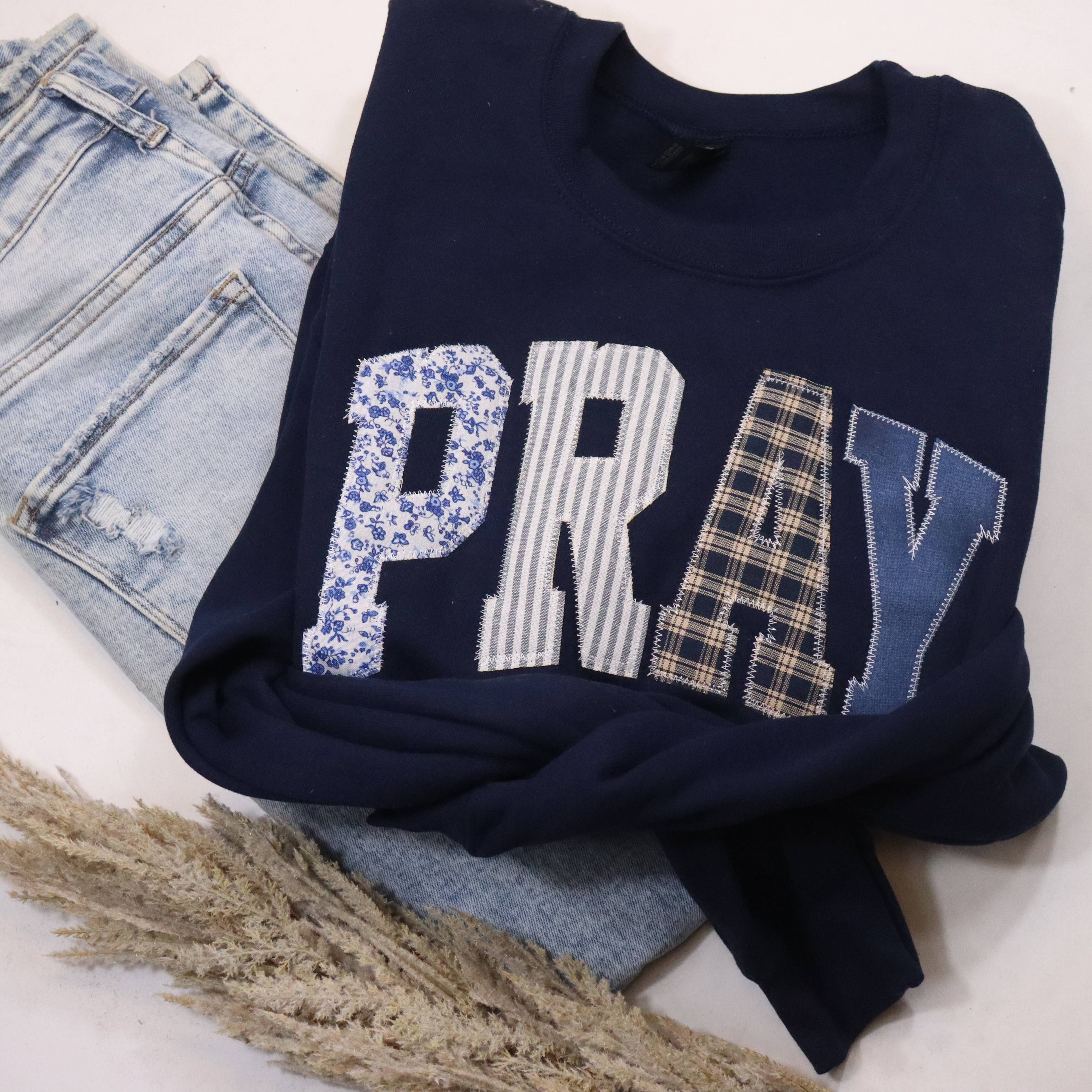Navy Pray Christian Faith Sweatshirt 