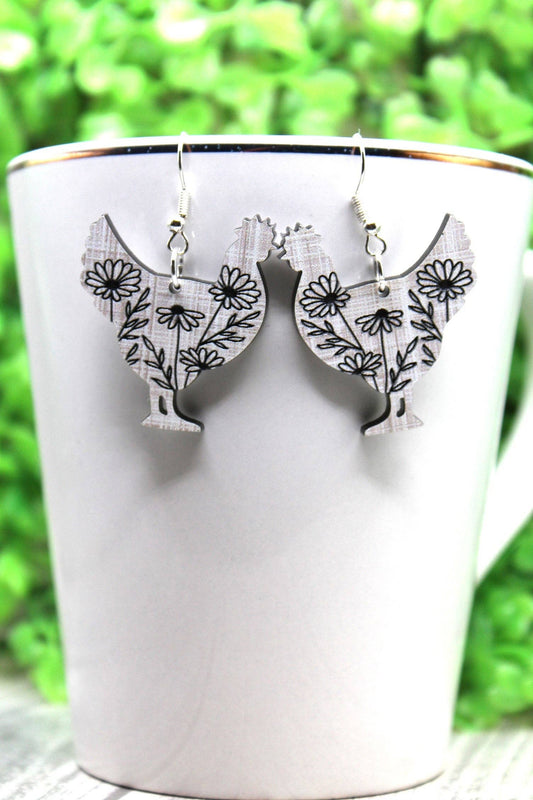 Floral Chickens • Dangle Earrings