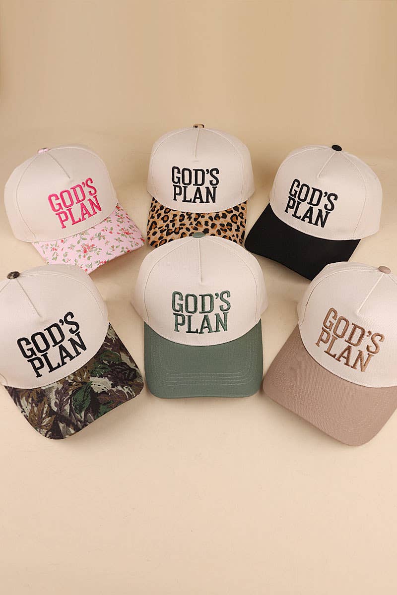 God's Plan Two Tone Cotton Baseball Cap / Hat