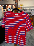 Red, White, and Blue Striped Crewneck Top by Staccato