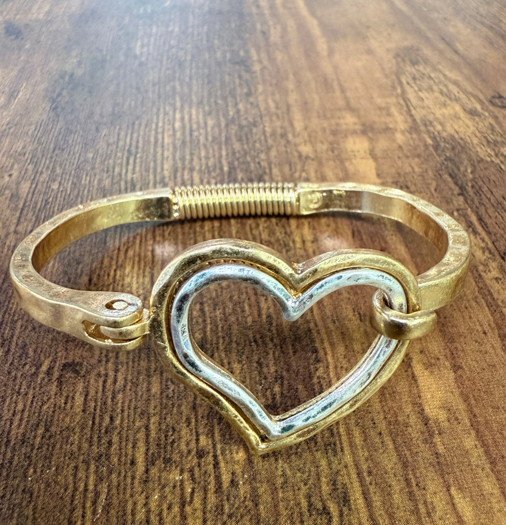 gold two tone heart bracelet 
