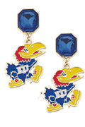 Kansas Jayhawks Rhinestone Enamel Logo Earrings