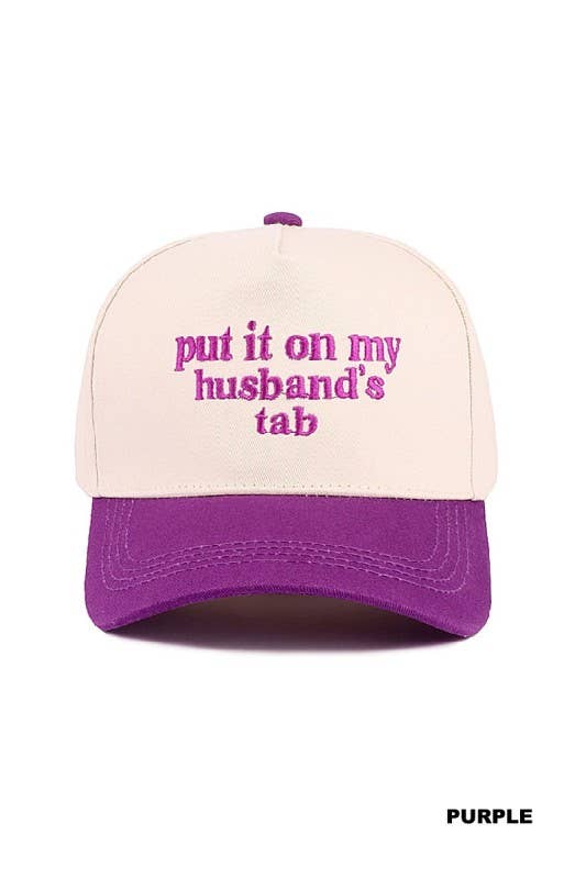 Put It On My Husband's Tab Two-tone Canvas Cotton Cap