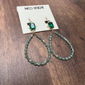 Gold Gem Top Beaded Teardrop Earrings