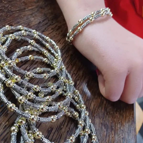 Everyday Elegance Silver and Gold Beaded Bracelet