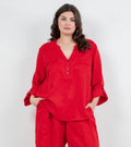 Red V-neck Holiday Sparkle Blouse