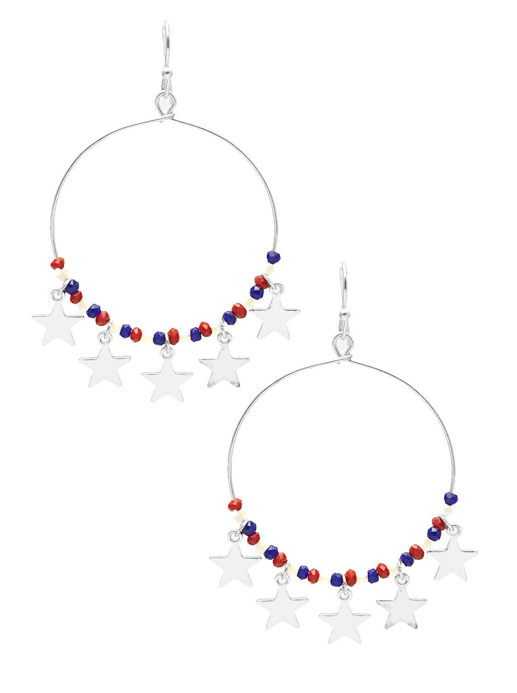 Metal Wire Dangle Earrings with USA Beads & Star Charms