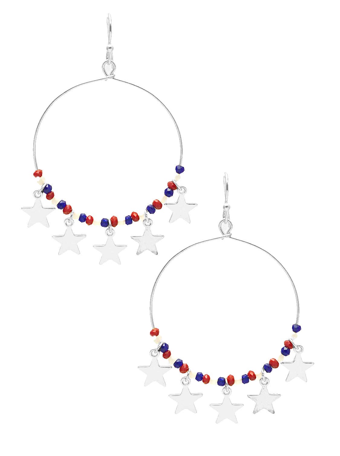 Metal Wire Dangle Earrings with USA Beads & Star Charms