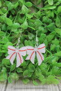Baseball Bow Dangle Earrings