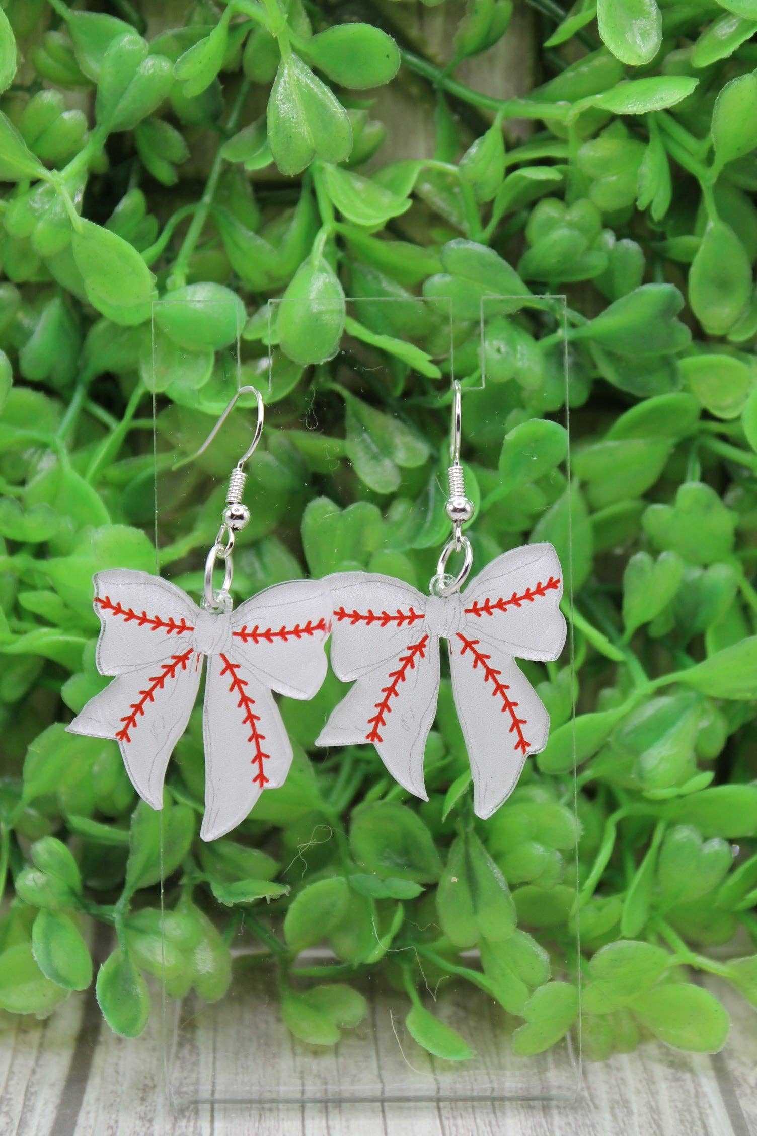 Baseball Bow Dangle Earrings