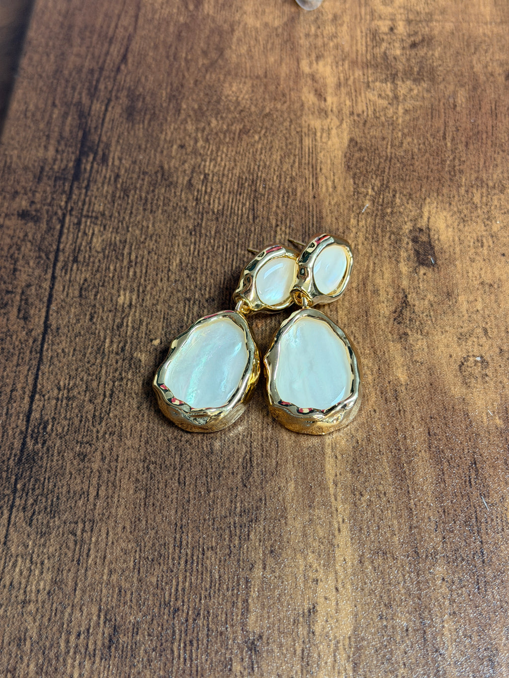 Elegant Milky Pearl Gold Trim Post Earrings