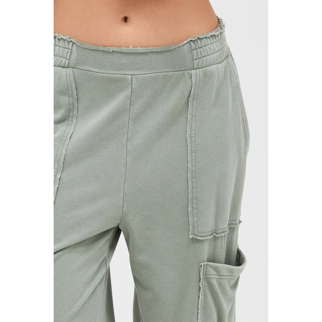 Mineral Wash Wide Leg Cargo Pants
