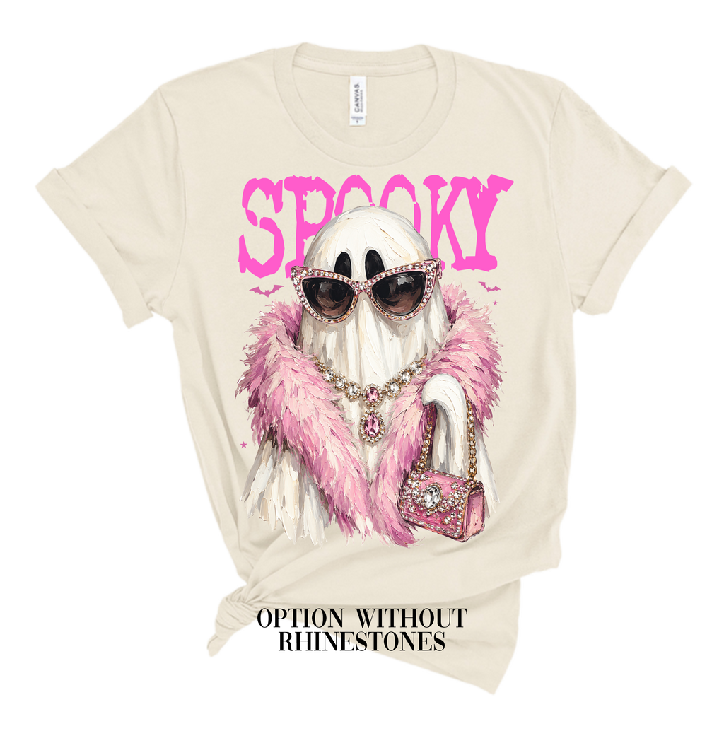 Spooky Ghost Blingy Rhinestone Graphic Tee