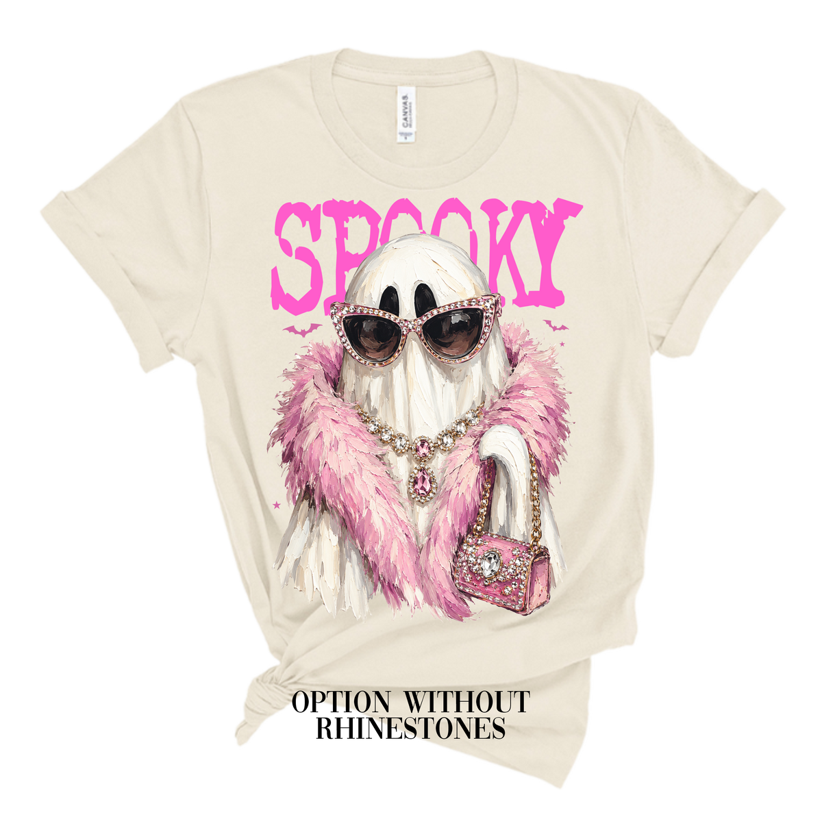 Spooky Ghost Blingy Rhinestone Graphic Tee
