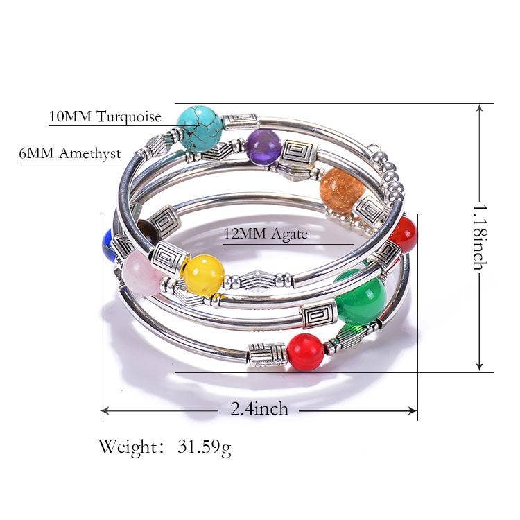 Natural Stone Wrap Beaded Bracelet Bangle