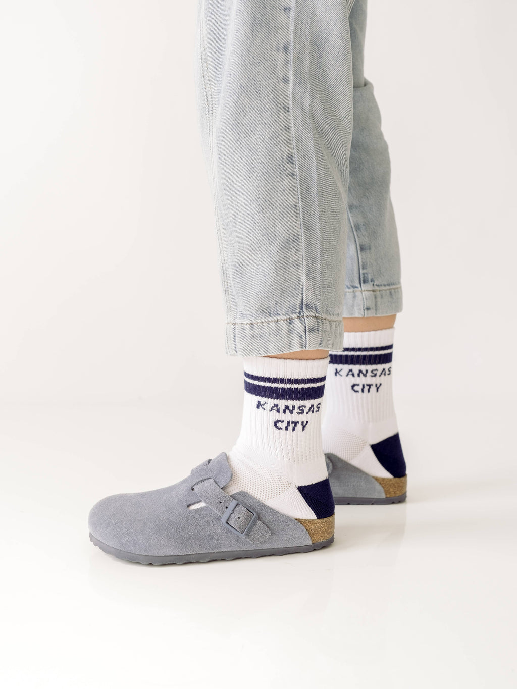 Kansas City Crew Socks - White w/ Navy