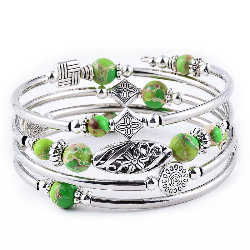 Natural Stone Wrap Beaded Bracelet Bangle