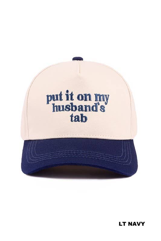 Put It On My Husband's Tab Two-tone Canvas Cotton Cap