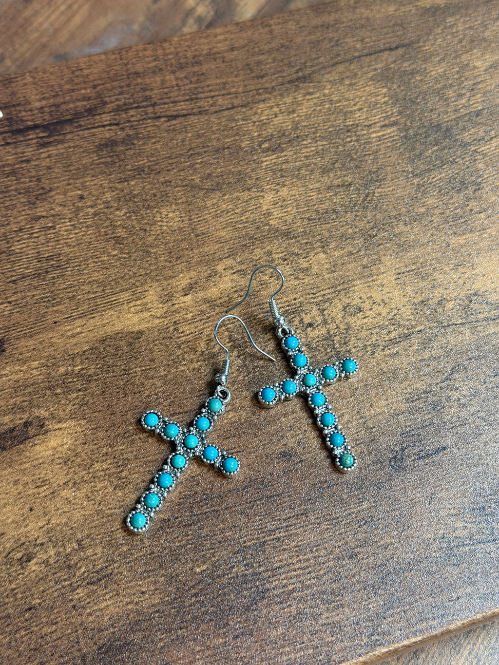 Turquoise Cross Dangle Earrings