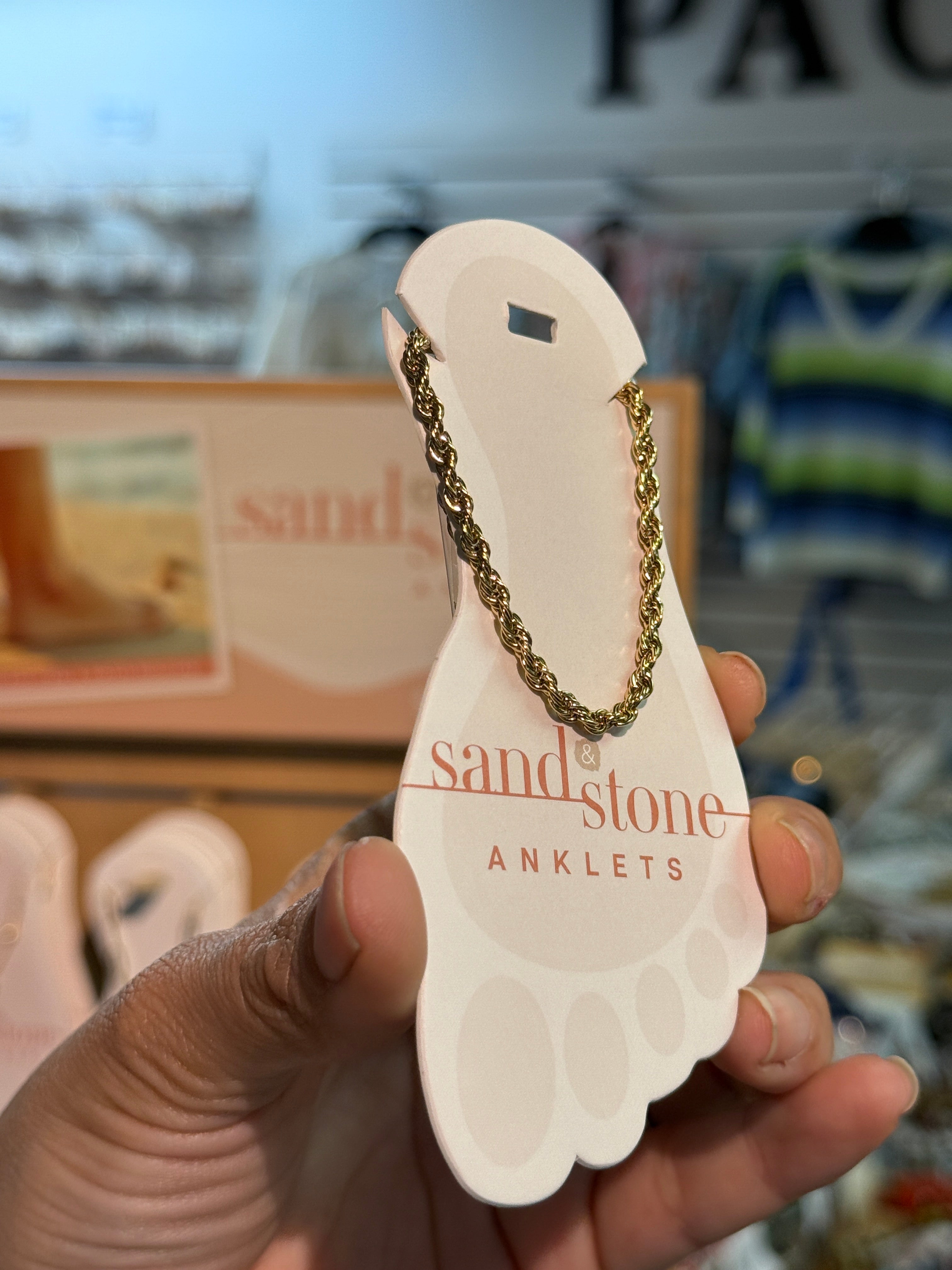 Gold Tone Stainless Steel Water Resistant Anklet by Sand & Stone