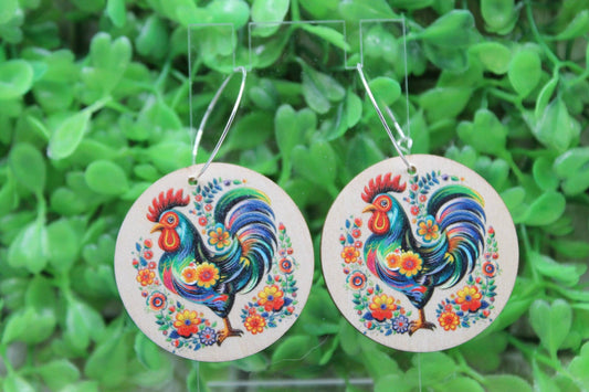 Colorful Rooster Dangle Earrings