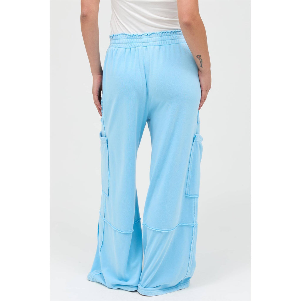 Mineral Wash Wide Leg Cargo Pants