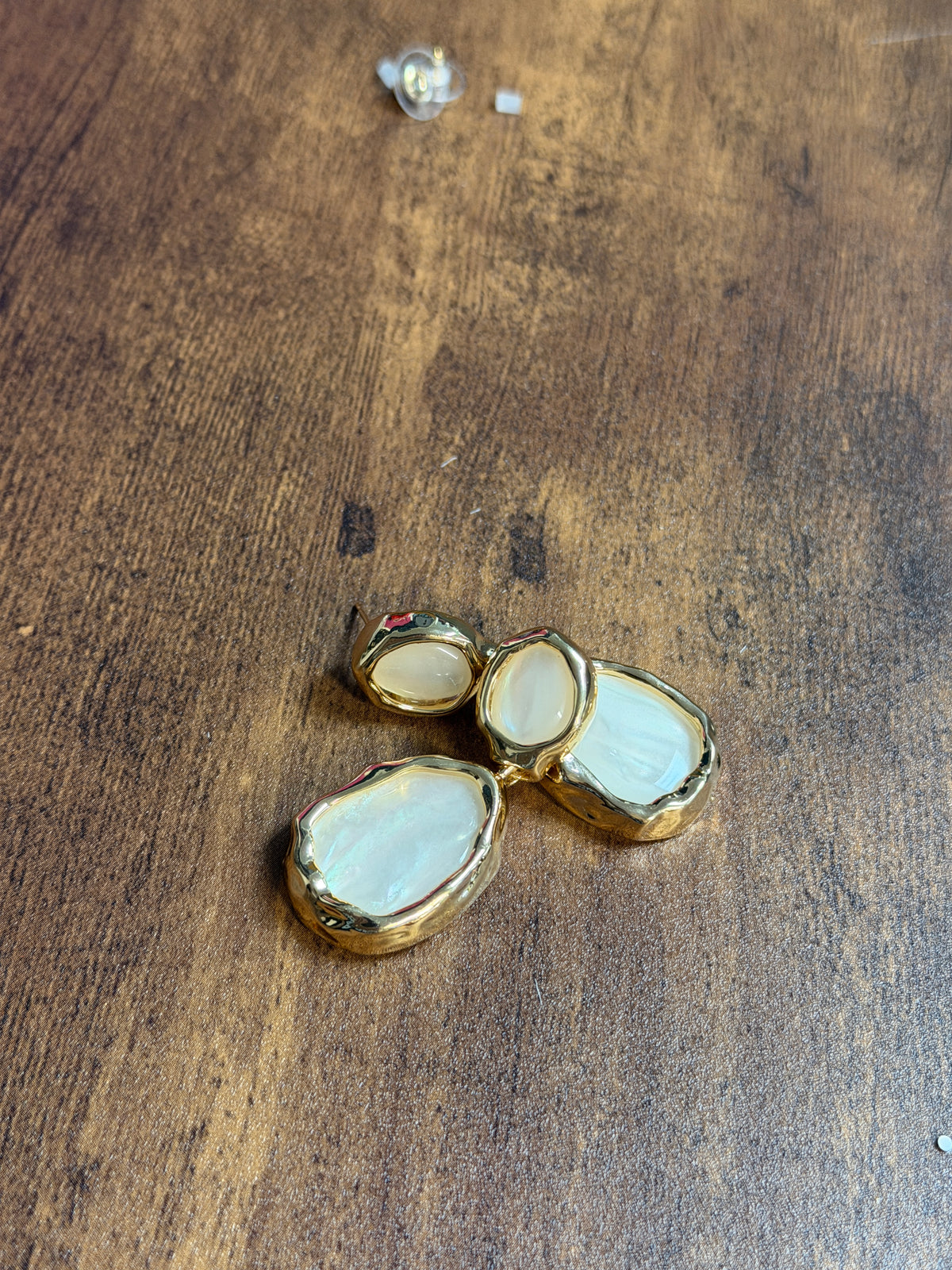 Elegant Milky Pearl Gold Trim Post Earrings