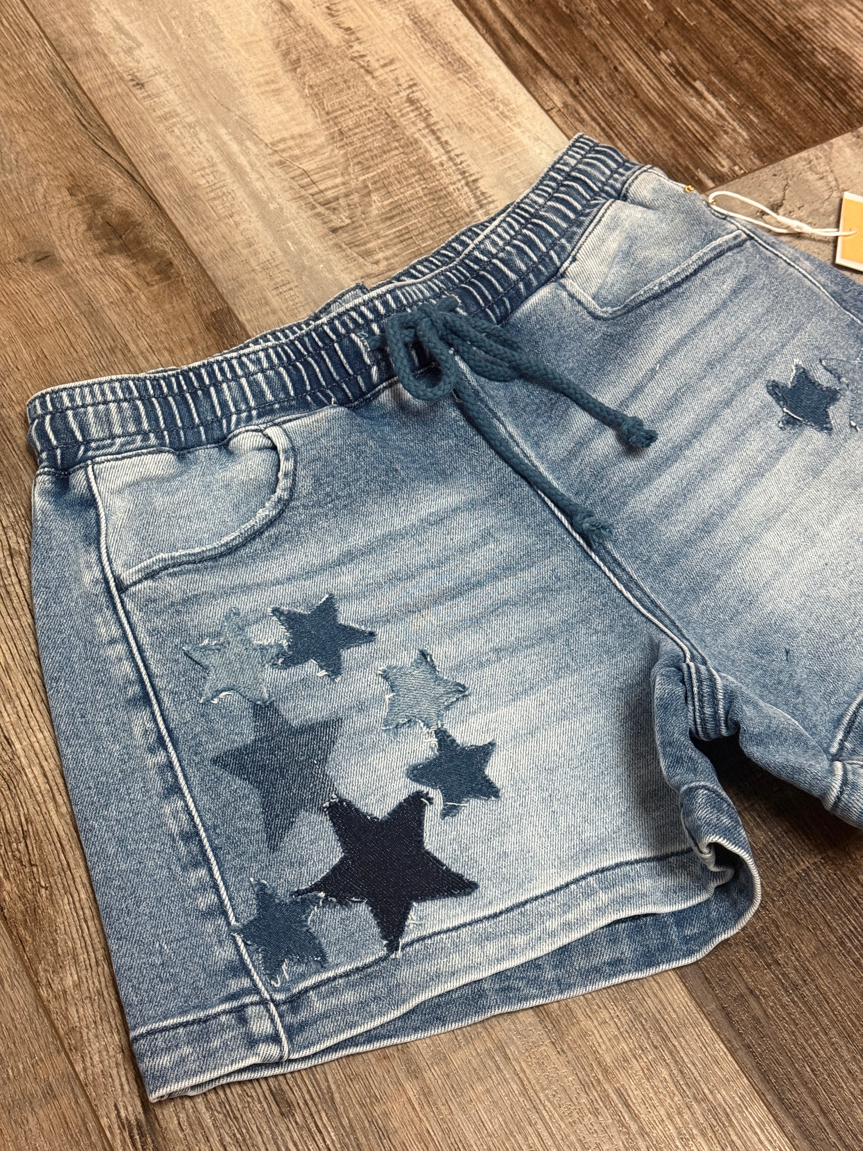 Star Patchwork Denim Shorts by Risen