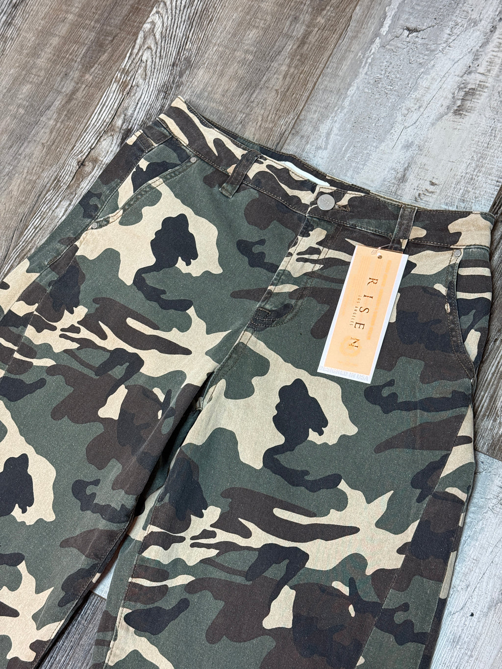 Risen Faded Camo Ankle Barrel Double Roll Up Pants