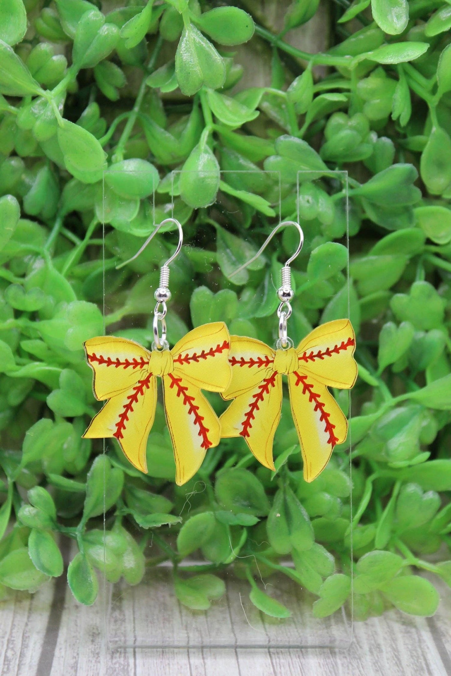 Softball Bows Dangle Earrings