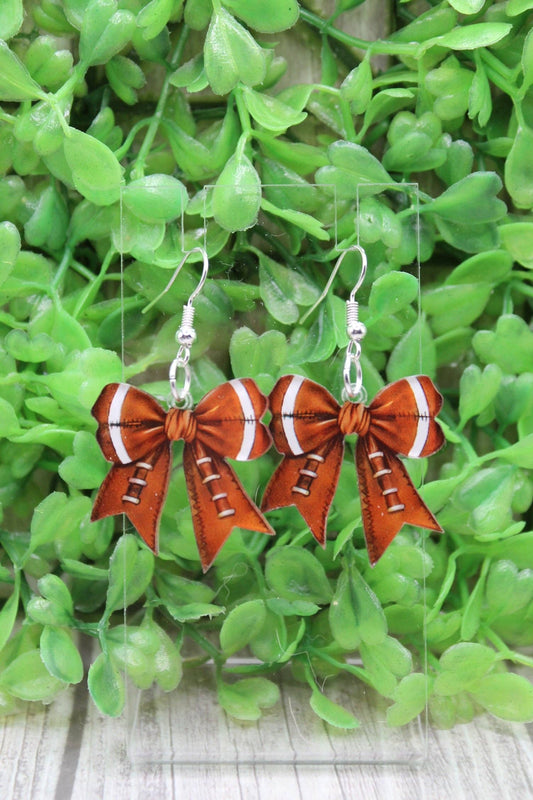 Football Bow Dangle Earrings
