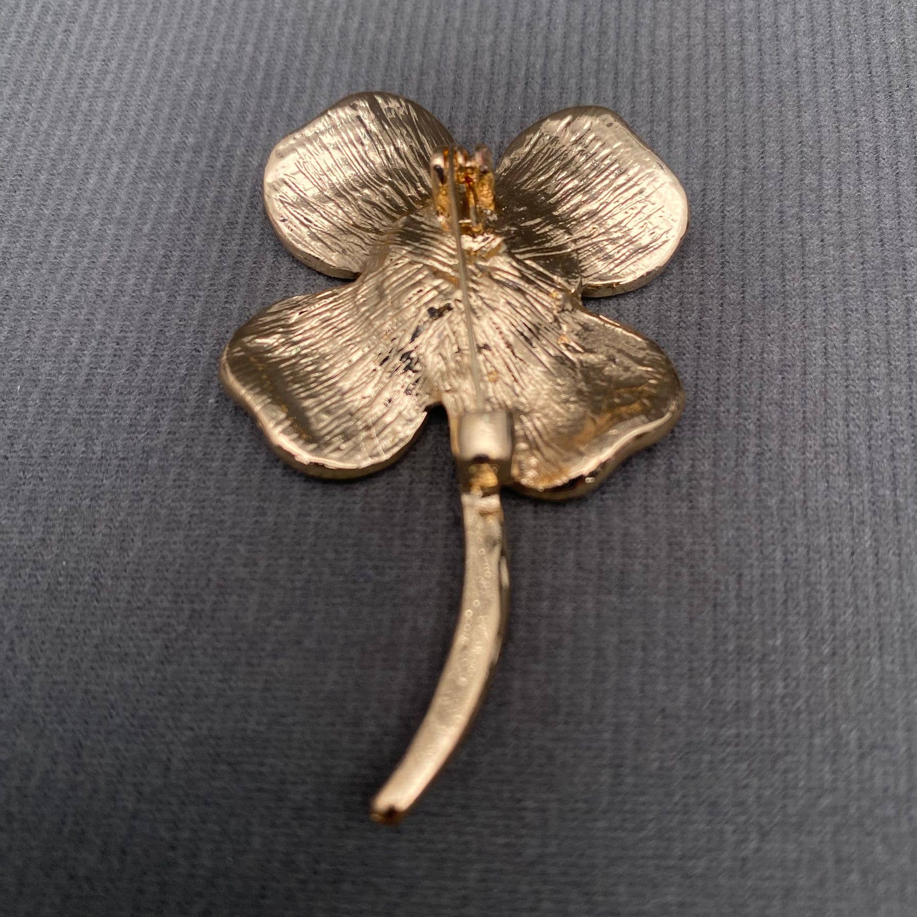 Rhinestone Inlaid Enamel Four-leaf Clover Brooch