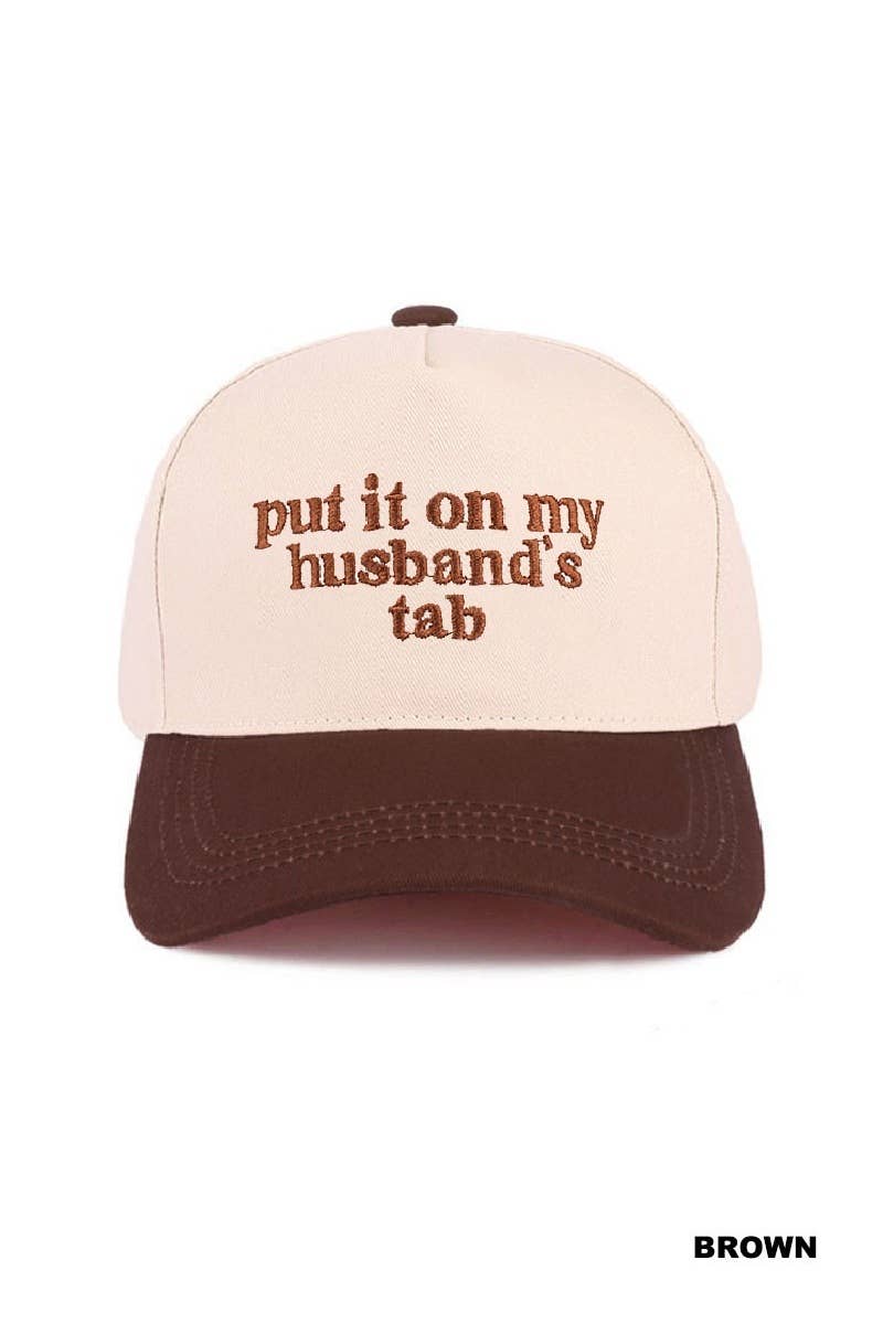 Put It On My Husband's Tab Two-tone Canvas Cotton Cap