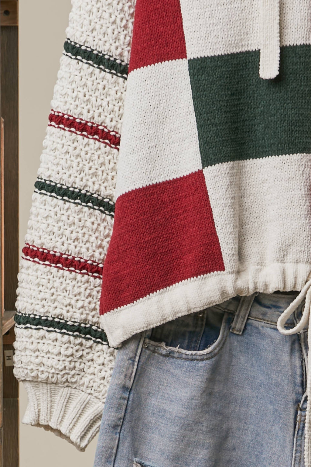 Colorblock Hooded Knit Sweater