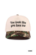 You Look Like You Love Me Two Tone Canvas Cotton Baseball Cap / Hat