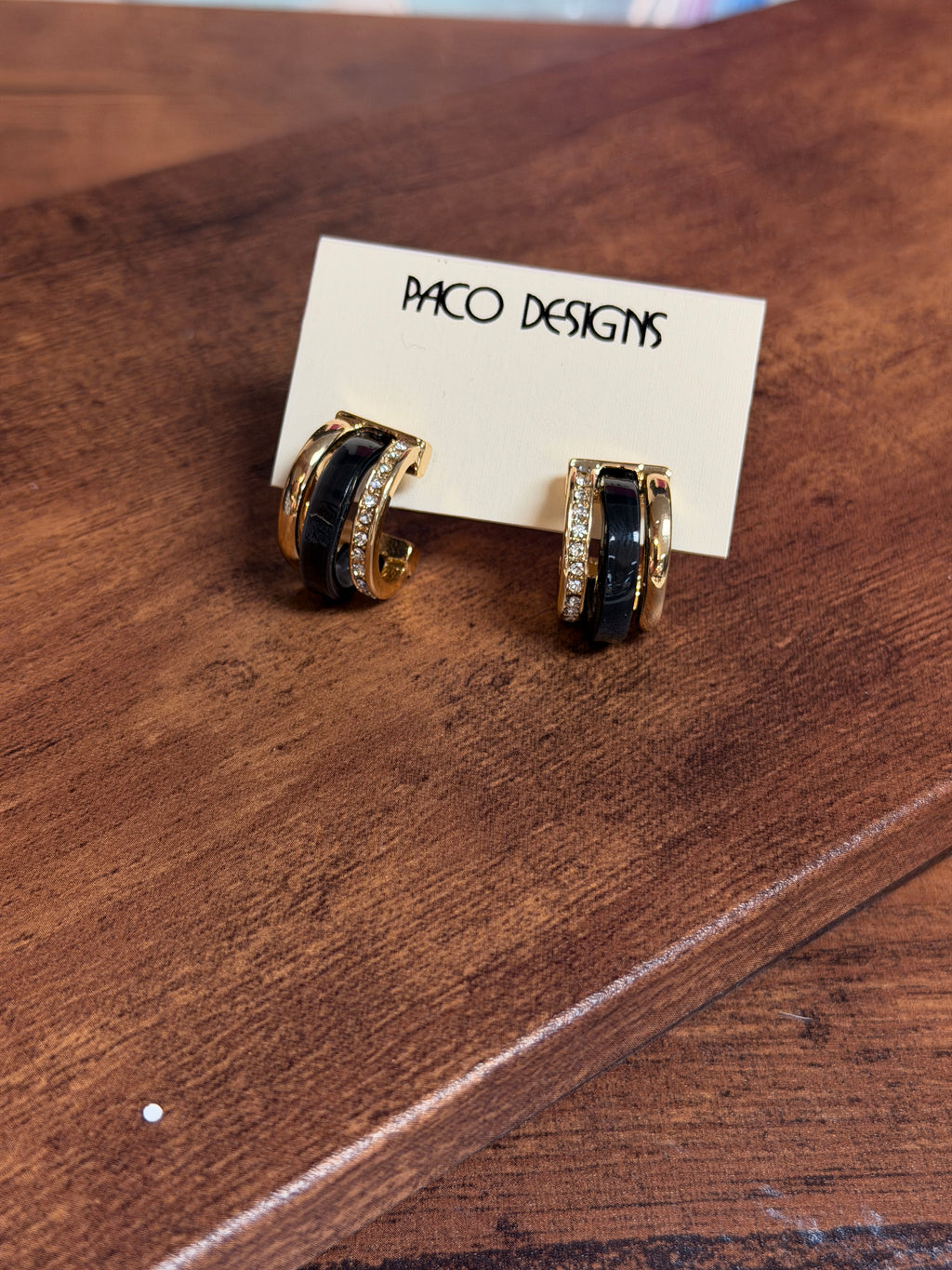 Mini Black Bling Rhinestone Huggie Post Earrings